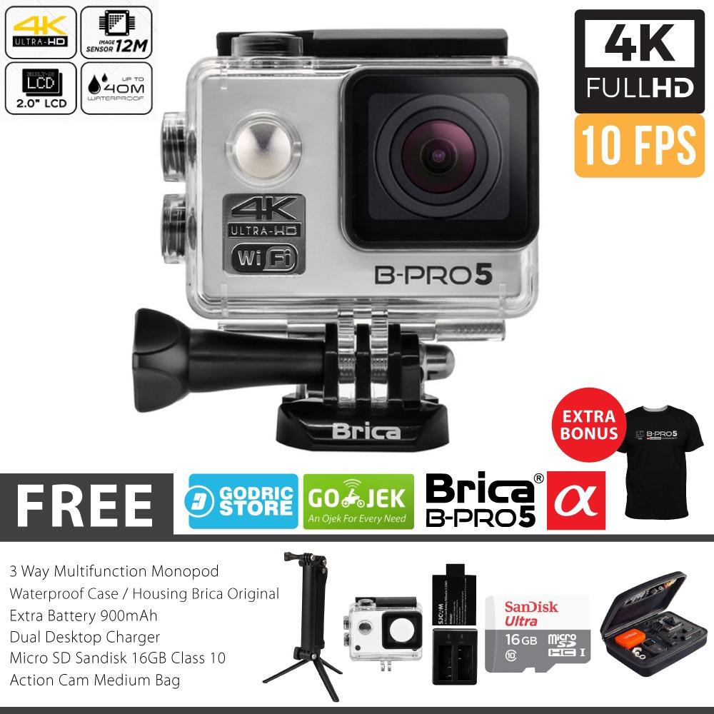 BRICA B-PRO 5 Alpha Edition Paket Combo 3-Way Extreme Full HD 1080p Wifi Action Camera - Silver