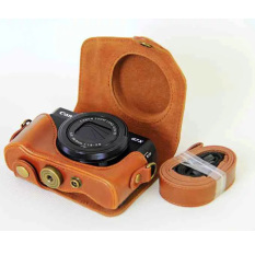 Brown BARU Leather Case Camera Case Bag Cover untuk Canon G7x Mark II G7X II G7X2 Kamera Cover + Strap