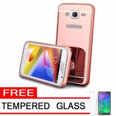 Bumper Mirror Samsung Galaxy G530 Grand Prime / Back Case Samsung G530 Alumunium Metal Sliding Hardcase G530 + FREE Temper Glass - Rose Gold
