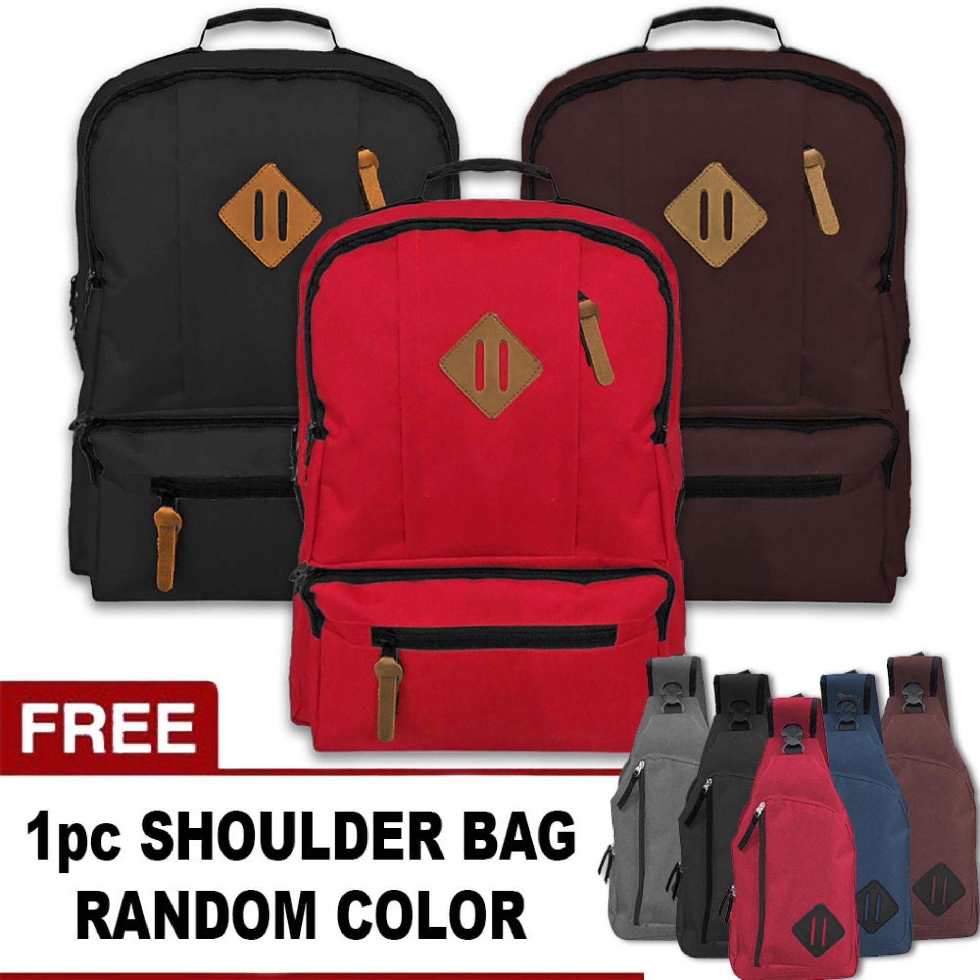 BUNDLE - 1 Swedia Laptop Backpack Up To 13 Inchi + FREE 1 Pentagon Shoulder Bag Random / Tas Ransel / Tas Laptop / Tas Pria / Tas Wanita / Tas Sekolah / Tas Punggung