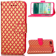 BYT Diamond Pattern Flip Cover Case for Apple iPhone 7 Plus with Card Slot & Stand (Rose)