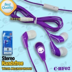 C-HF02 Headsfree STEREO Sound Only Excellent Sound Quality With Mic warna Ungu