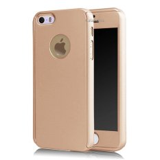 Calandiva Front Back Protection Case 360 Degree With Tempered Glass for Iphone 5 / 5s / 5SE 4.0 inch – Gold