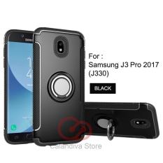 Calandiva Case Samsung Galaxy J3 PRO 2017 ( J330 ) Casing Ring Carbon Kickstand Hybrid Premium Quality Grade A