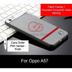 Calandiva Gentleman Series Shockproof Hybrid Case for Oppo A57 + Rounded Tempered Glass A57