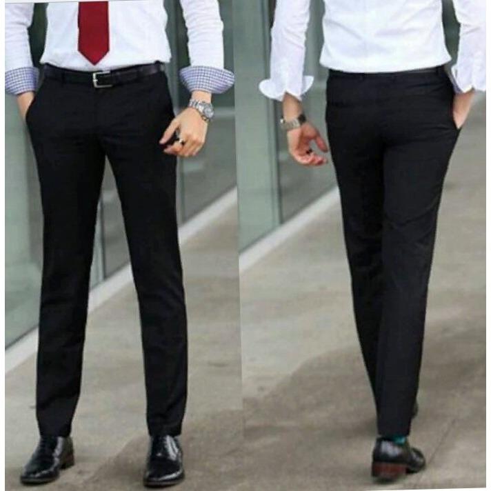 Calya Merici Celana Panjang Formal Pria Slimfit Kerja Bahan Kain Teflon Hitam 27-36 Atea