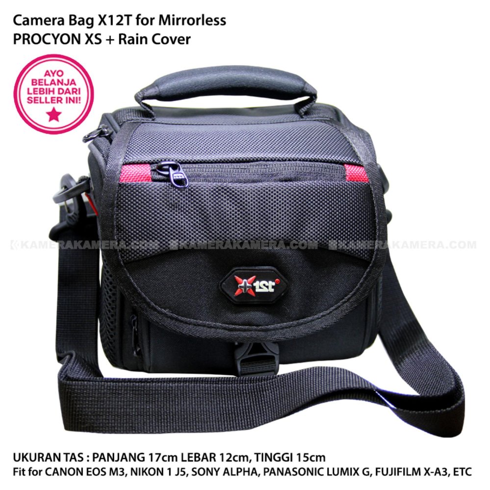 CAMERA BAG X12T PROCYON XS + Rain Cover Fit for Mirrorless Canon EOS M3, Nikon 1 J5, Sony Alpha, Panasonic Lumix G, Fujifilm X-A3, etc