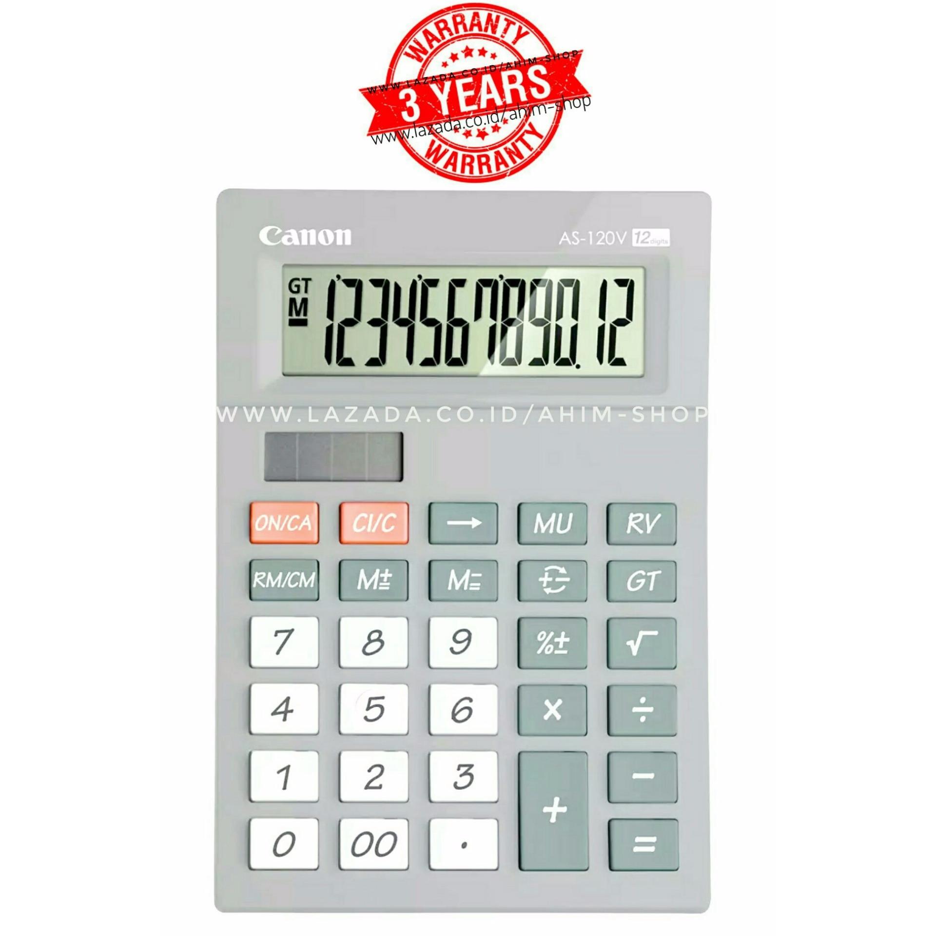 Canon Calculator AS-120V Kalkulator 12 Digit Tenaga Baterai & Matahari – Pastel Grey