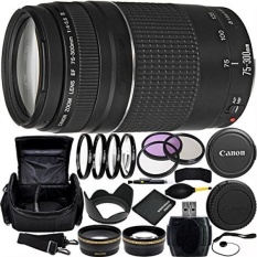 Canon EF 75-300 Mm F/4-5.6 Lensa Bundel dengan Produsen Aksesoris & Aksesori Kit untuk EOS 7D Mark II, 7D, 80D, 70D, 60D, 50D, 40D, 30D, 20D, Rebel T6s, t6i, T5i, T4i, SL1, T3i, T6, T5, T3, T2i-Intl