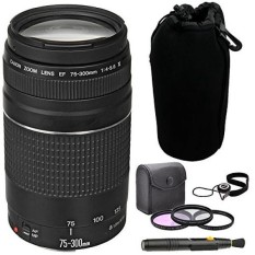 Canon EF 75-300 Mm F/4-5.6 III Lensa Zoom Telefoto + 58 Mm Multi Coated foto/Video 3-Penyaring Perlengkapan Hitam + Perlengkapan-Internasional