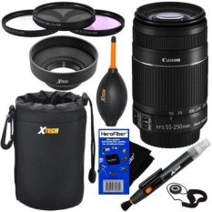 Canon EF-S 55-250mm F/4.0-5.6 IS II Lensa Zoom Telephoto-Versi Internasional (tidak Ada Garansi) untuk Canon EOS 7D, 60D, EOS Rebel SL1, T1i, T2i, T3, T3i, T4i, T5i, XS, XSI, XT, & XTi Digital SLR Kamera + 10 PC Bundle Deluxe Aksesori Kit-Intl