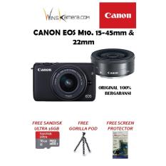 Canon EOS M10 15-45mm & 22mm - Mirrorless - Black - Garansi Datascrip