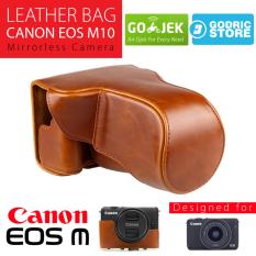 Canon EOS M10 Leather Bag / Case / Tas Kulit Kamera Mirrorless 15-45 MM / 18-55 MM - Coklat Muda