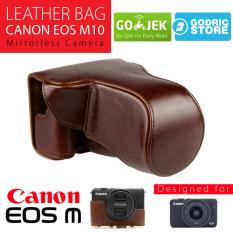 Canon EOS M10 Leather Bag / Case / Tas Kulit Kamera Mirrorless 15-45 MM / 18-55 MM - Coklat Tua