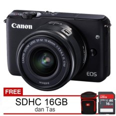 Canon EOS M10 Lensa EF-M 15-45mm + Free SDHC 16GB dan Tas