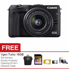 Canon EOS M3 Kit EF-M 15-45 IS STM - Black + Free Aksessories Kamera
