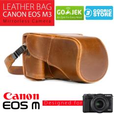 Canon EOS M3 Leather Bag / Case / Tas Kulit Kamera Mirrorless Kit 15-45 MM / 18-55 MM - Coklat Muda