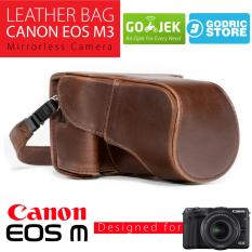 Canon EOS M3 Leather Bag / Case / Tas Kulit Kamera Mirrorless Kit 15-45 MM / 18-55 MM - Coklat Tua