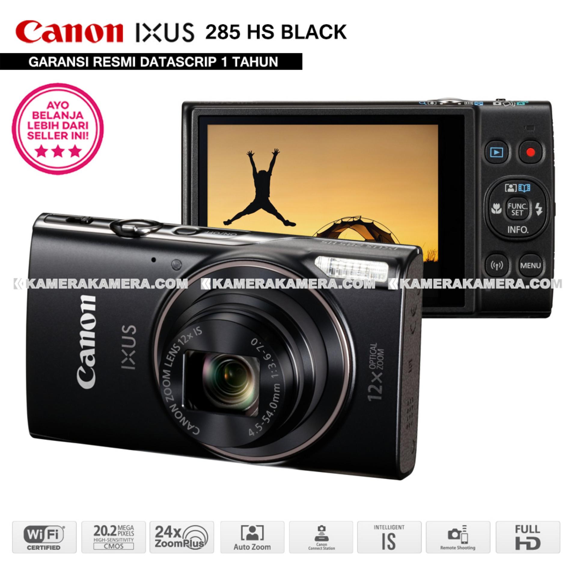 Canon IXUS 285 HS Black WiFi 20.2MP Full HD - Pocket Camera Resmi Datascrip 