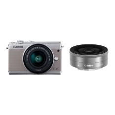 Canon Kamera Mirrorless EOS M100 Kit M15-45mm IS STM + M22mm STM + Free LCD Screen Guard