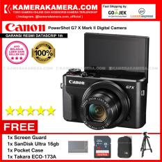 Canon Powershot G7X Mark II Kamera Pocket (Garansi Resmi Datascrip 1th) Wi-Fi 20.1 MP Tilting LCD Touchscreen Free Screen Guard + SanDisk Ultra 16gb + Pocket Case + Takara ECO-173A