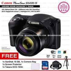 Canon PowerShot SX430 IS - WiFi 20MP 45x Optical Zoom (Resmi) + SanDisk 16gb + Screen Protector + Bag + Takara ECO-193A