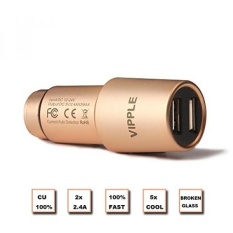 Mobil Pengisi Daya Ganda USB Palu Rusak Kaca Jendela dengan Ismart 24 W 5 V/2.4A Paduan Tembaga Teknologi untuk iPhone, iPad, Samsung, LG, Android dan Lainnya (Mawar Emas)-Internasional