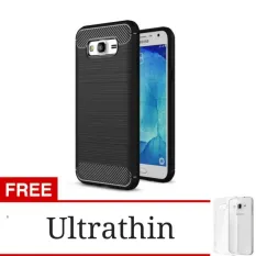 Carbon ipaky Terbaru Back Case for Samsung J2 Prime - Free Ultrathin Jelly - Black