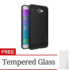 Carbon ipaky Terbaru Back Case for Samsung J7 Prime + Gratis Tempered Glass - Black