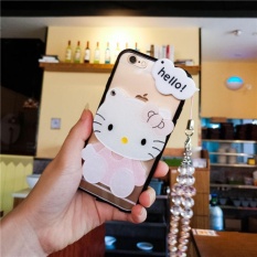 Kartun Lucu Cermin Case untuk Samsung Galaxy J5 Prime 2016 (hitam + KT + Kristal Lanyard)-Intl