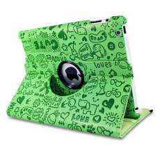 Kartun Versi 360 Derajat Rotasi Smart Cover PU Leather Cover Cover Shell untuk Apple IPad 2 (Hijau) -Intl