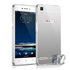 Case Aluminium Bumper Mirror for OPPO F1 Selfie Expert - Silver + Free Tempered Glass