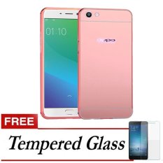 Case Aluminium Bumper With Slide Mirror case For Oppo F1s New (Selfie Expert) + Gratis Tempered Glass - Rose Gold