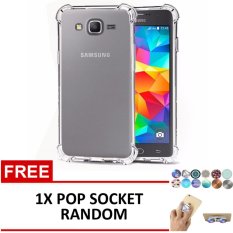 Case Anti Shock / Anti Crack Elegant Softcase for Samsung Galaxy J2 / J200 / J2 2015 / 4G LTE -  Clear + Free 1x Pop Socket