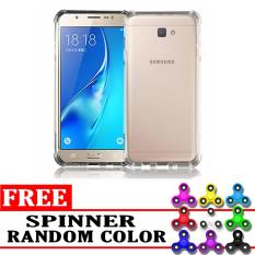 Case Anti Shock / Anti Crack Elegant Softcase for Samsung Galaxy J7 Prime - White Clear + Free Spinner 3 Side Black Circle Random Color