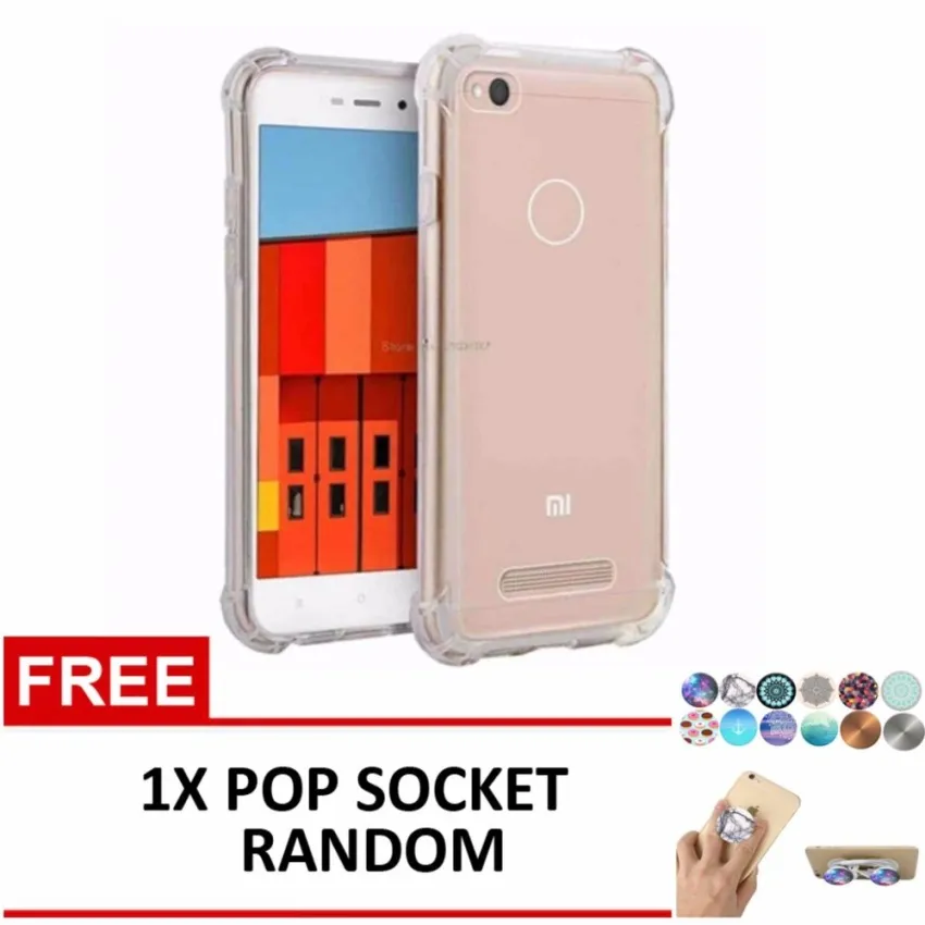 ... case anti shock anti crack elegant softcase for xiaomi redmi 4x clear free 1x pop socket