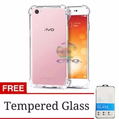 Case Anti Shock Vivo V5 Plus Ultrathin Anti Crack Elegant Softcase Anti Jamur Air Case 0.3mm / Silicone Vivo V5 Plus / Soft Case / Silikon Anti Crack Vivo V5+ / Case Hp + FREE TEMPERED GLASS - Putih Transparant