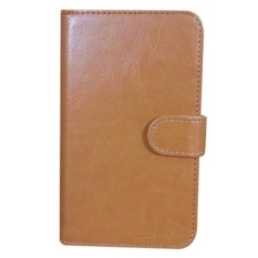 Case Book Cover Casing untuk Samsung Galaxy Grand Quattro i8552 - Coklat Muda + Gratis Clear Screen Protector