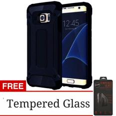 Case Capsule Ultra Rugged For Samsung Galaxy J7 Prime Hybrid Armor TPU Shockproof Anti Slip Soft Back Case / Softcase / Casing Hp + Free Tempered Glass Protection / anti Gores Kaca - Hitam / Black