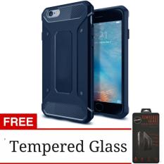 Case Capsule Ultra Rugged Hybrid Armor For Apple iPhone 6 Ukuran 4.7 Inch / Iphone6/ iPhone 6G / iphone 6S TPU Shockproof Anti Slip Soft Back Case / Softcase / Casing Hp + Free Tempered Glass Protection / anti Gores Kaca - Biru Tua / Navy