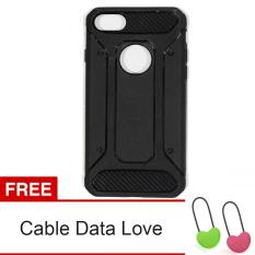 Case Capsule Ultra Rugged Hybrid Armor For Apple iPhone 7G Ukuran 4.7 Inch TPU Shockproof Anti Slip Soft Back Case / Softcase / Casing Hp + Cable Sync Data Love USB 8 - Hitam / Black