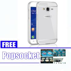 Case chrome Samsung Galaxy g313h ace4 Alumunium Bumper Mirror Sleding samsung g313 ace 4 - silver + free popsocket
