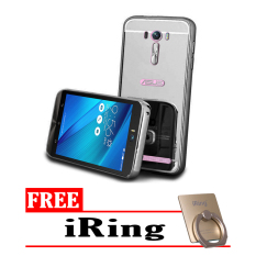 Case For Asus Zenfone 2 Laser 5 Inch Bumper Slide Mirror - Black + Free iRing