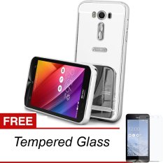 Case For Asus Zenfone 2 Laser 5 Inch Bumper Slide Mirror - Silver + Free Tempered Glass