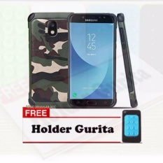 Case For Samsung Galaxy J5 Pro 2017 2 in1 Army Camo Camouflage Pattern PC+Silicone Armor Anti-knock Protective Back Cover Cases - Hijau + Free Gurita Holder