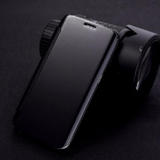 Case For Samsung Galaxy J5 Pro Flipcase Flip Mirror Cover S View Transparan Auto Lock Casing Hp- Black