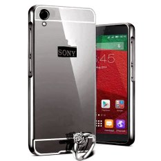 Case for SONY XPERIA M4 Aqua Alumunium Bumper With Mirror Backdoor Slide- Hitam