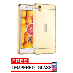 Case For Vivo Y15 Bumper Slide Mirror - Gold + Free Tempered Glass