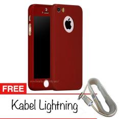 Case Front Back 360 Degree Full Protection for Apple iPhone 5 /5s /SE + Tempered Glass + Gratis Kabel Lightning