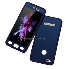 Case Front Back 360 Degree Full Protection for Xiaomi Redmi 3s - Dark Blue + Tempered Glass